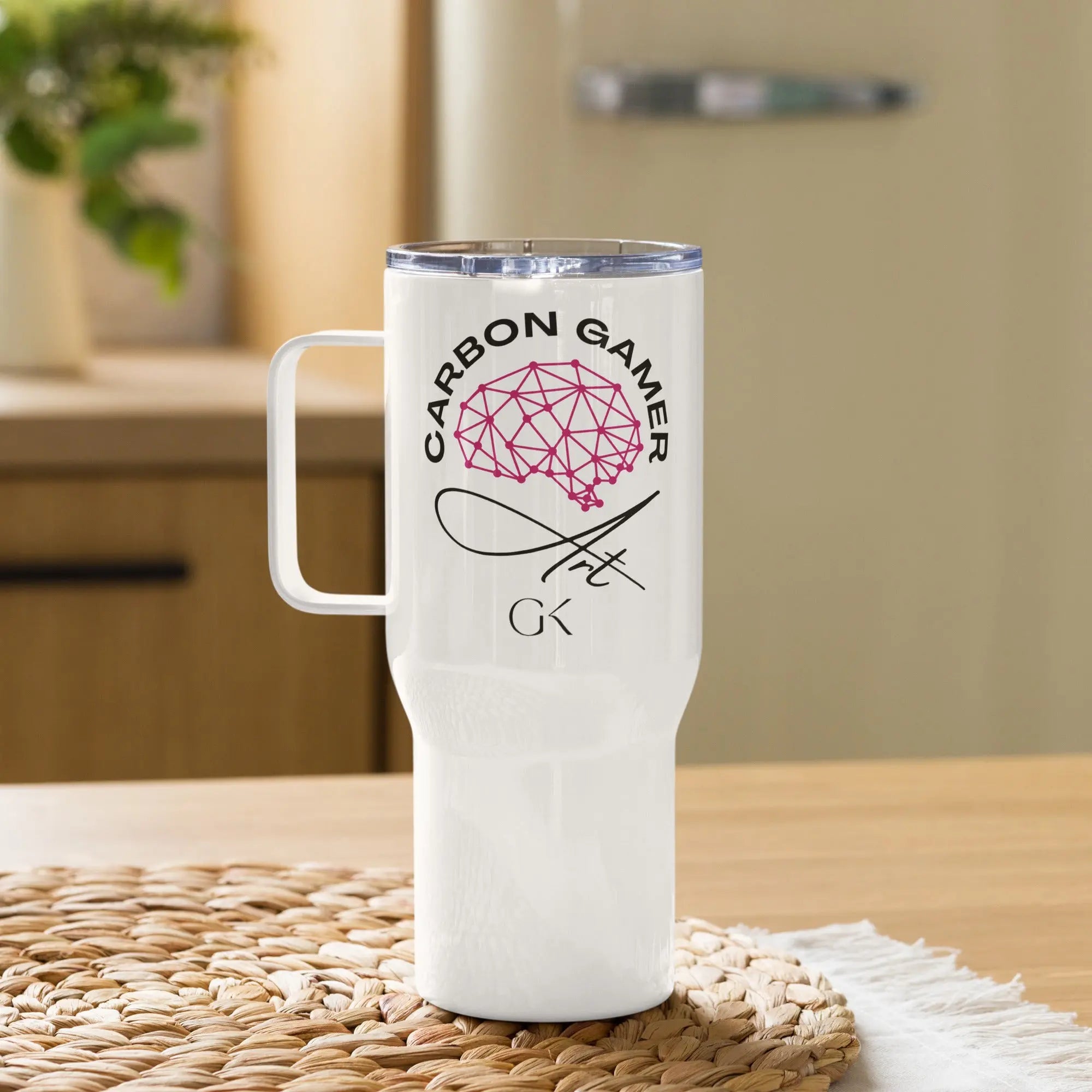 Carbon Gamer | Travel mug with a handle GeorgeKenny Design
