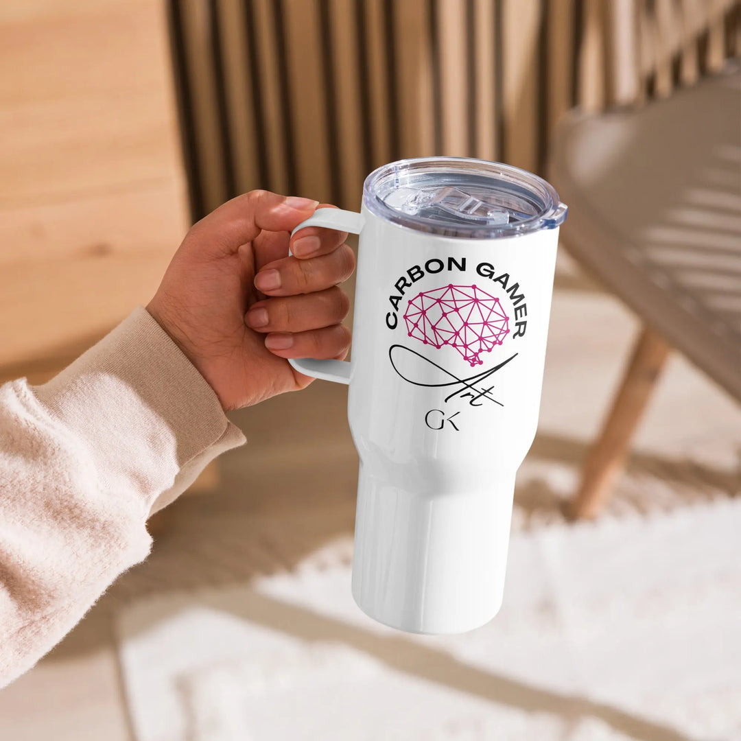 Carbon Gamer | Travel mug with a handle GeorgeKenny Design