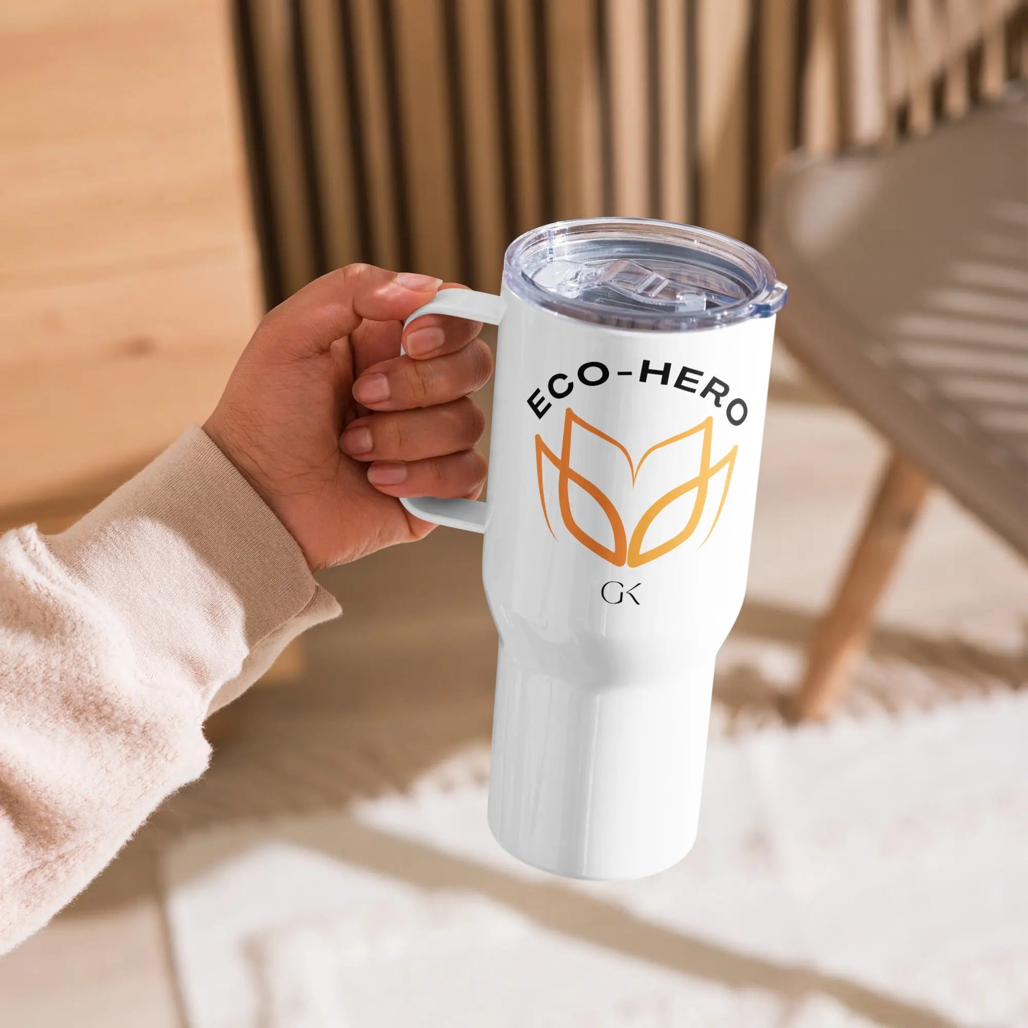 Eco Hero | Travel mug with a handle GeorgeKenny Design