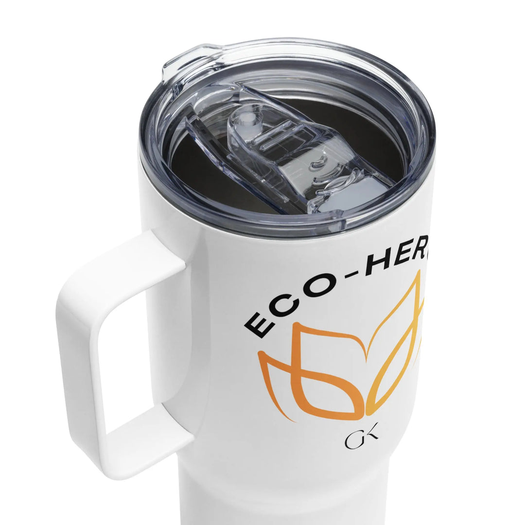 Eco Hero | Travel mug with a handle GeorgeKenny Design