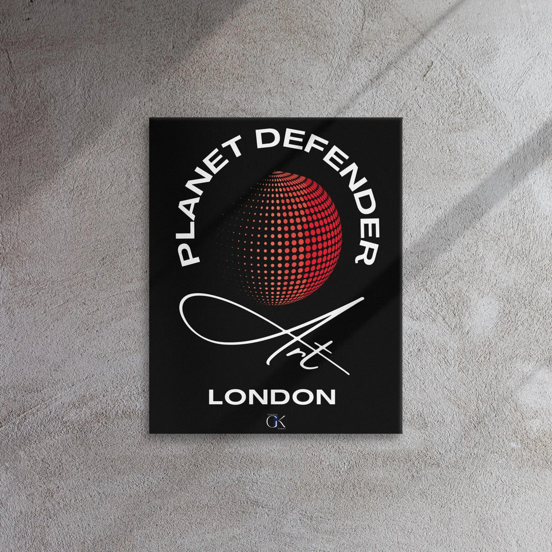 Planet Defender Black | Thin canvas | Climate Action Eco-Art GeorgeKenny Design