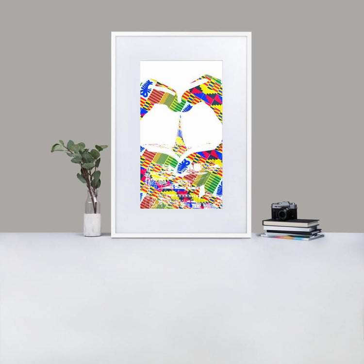 Eiffel Tower With Love - Framed Print with Mat - African Inspired - GeorgeKenny Design